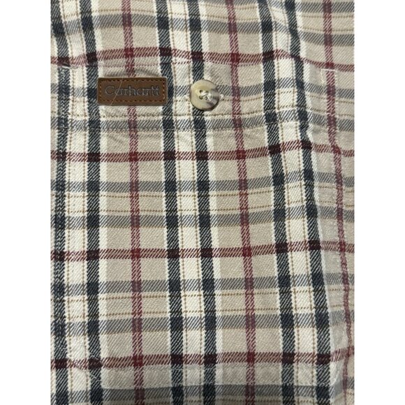 Carhartt Shirt Mens XL Plaid Flannel Brown Button Up Midweight Work Cotton - Picture 4 of 7